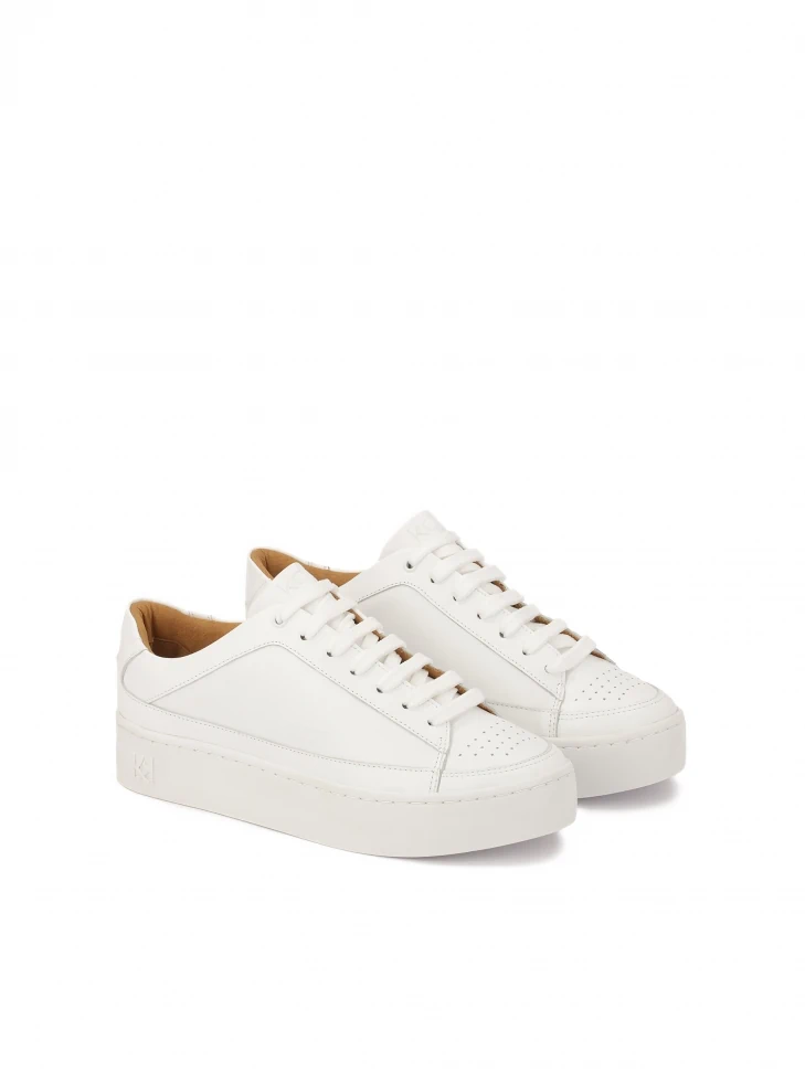 Kazar White Sneakers With Perforation On The Nose
