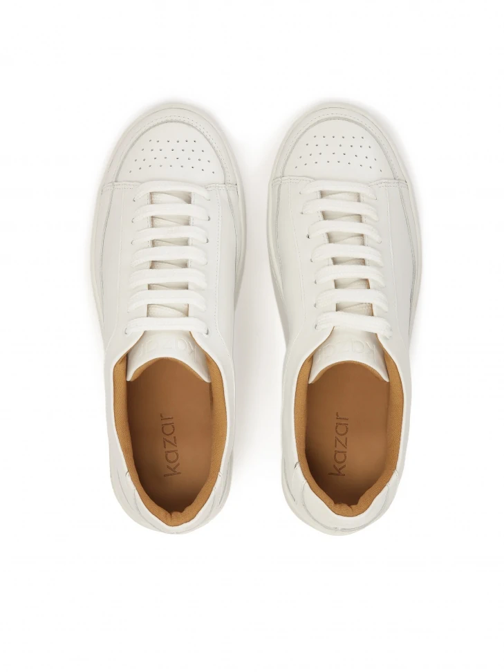 Kazar White Sneakers With Perforation On The Nose