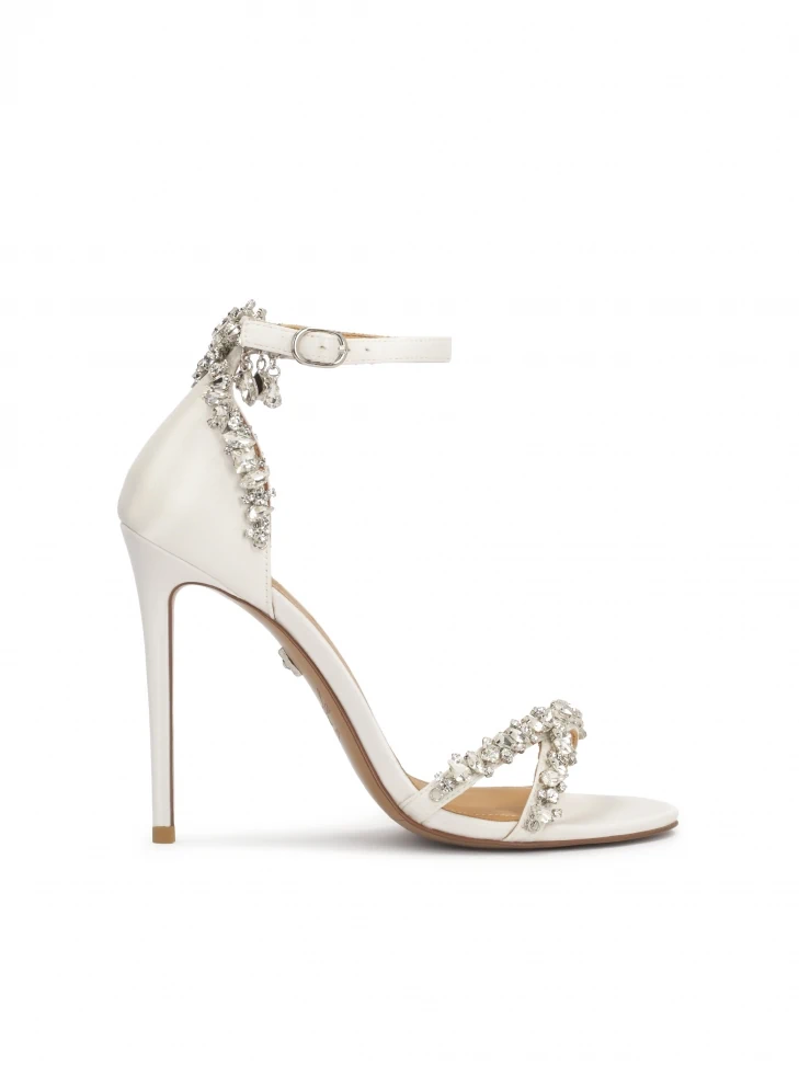 kazar White wedding sandals decorated with zircons