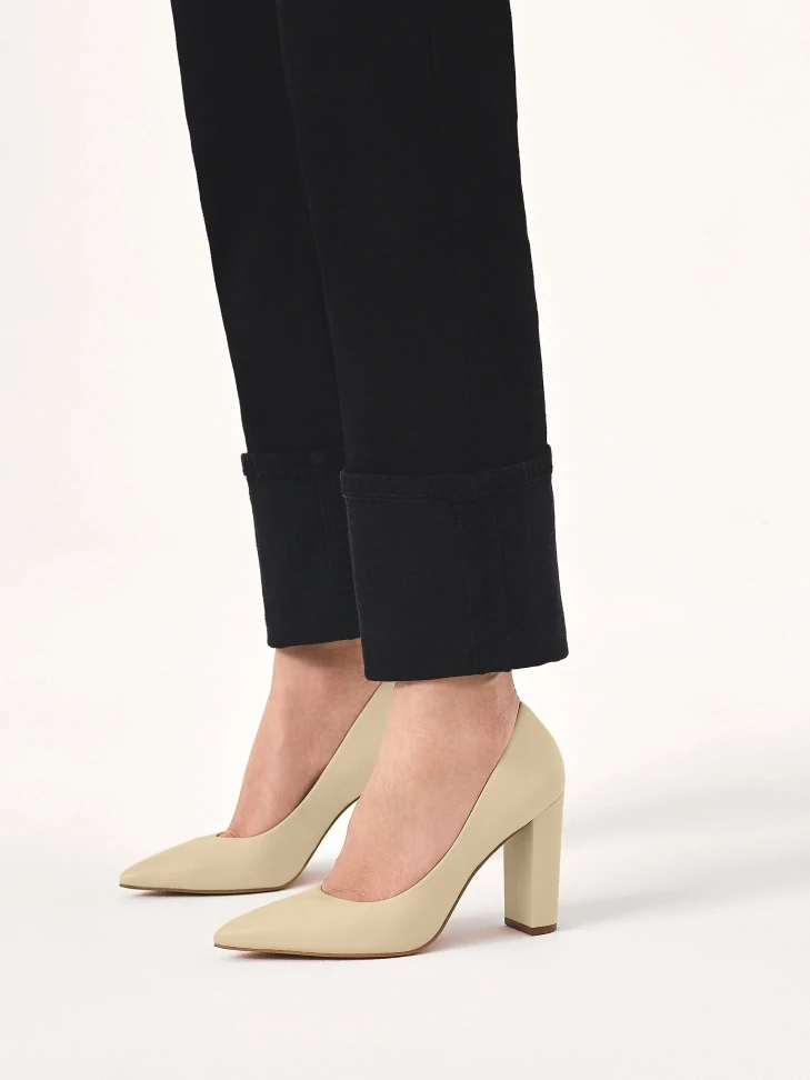 Kazar Wide Heel Pumps In Cream Color