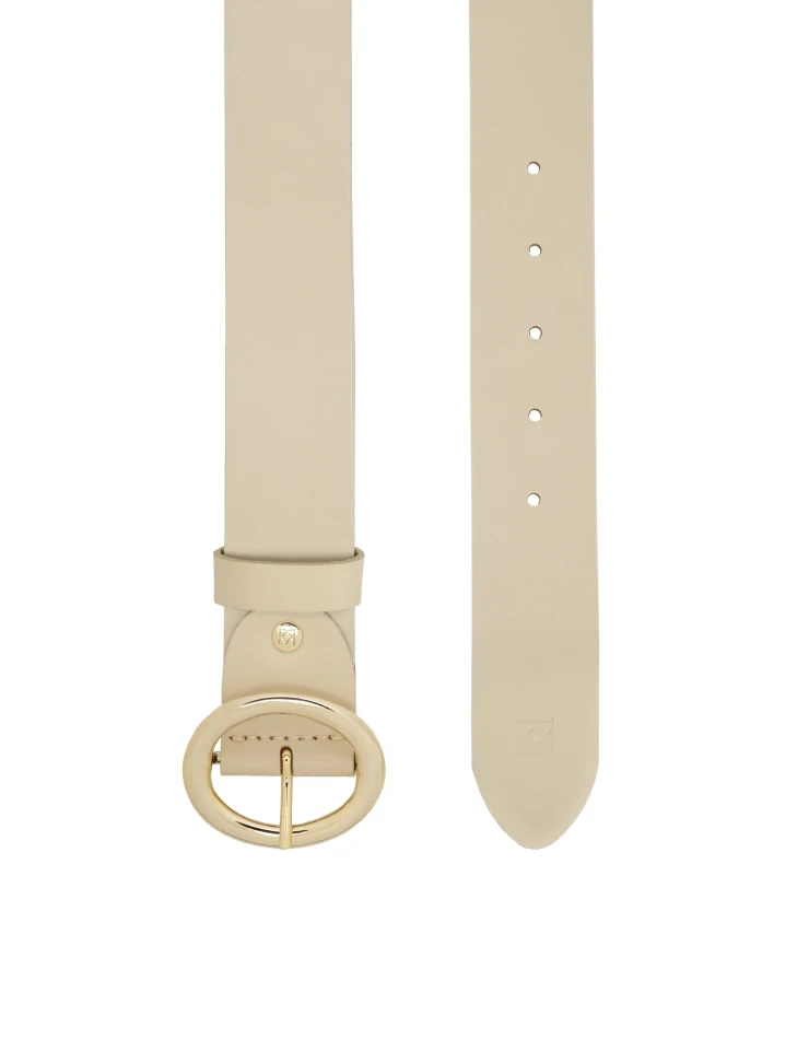 Kazar Wide Leather Belt In Cream Color