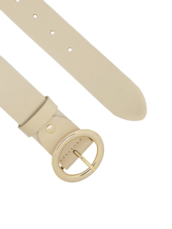 Kazar Wide Leather Belt In Cream Color