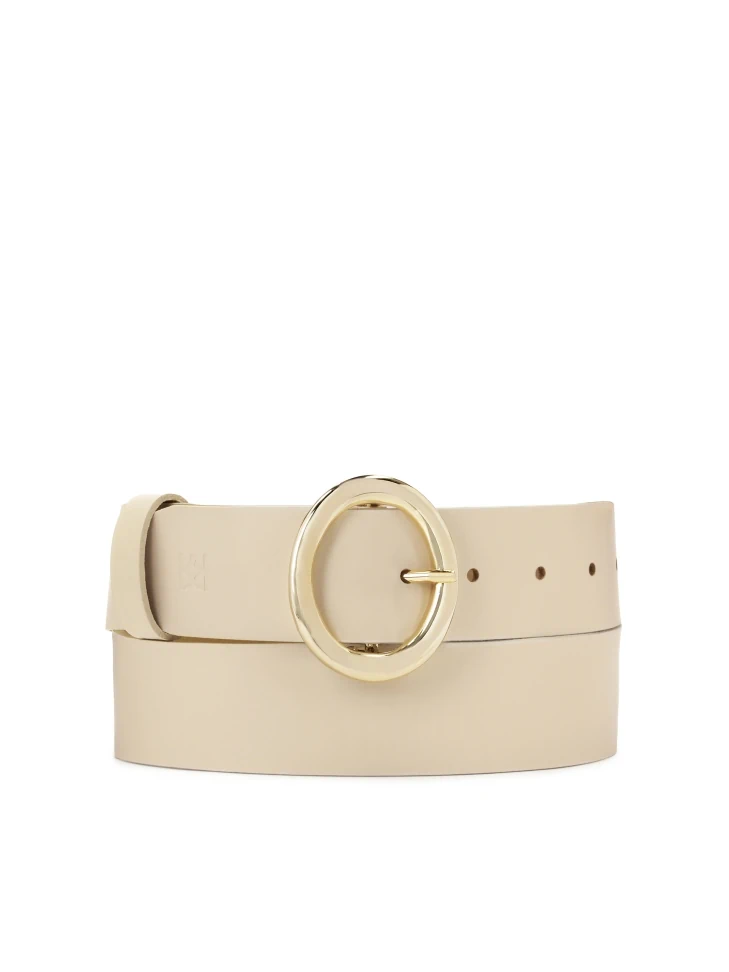 kazar Wide leather belt in cream color
