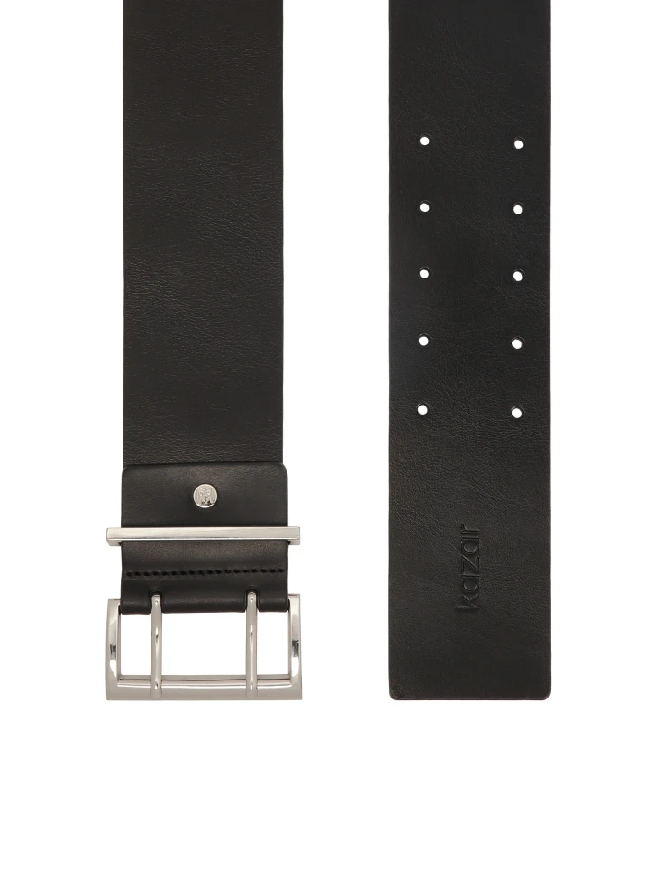 Kazar Wide Leather Belt With Double Buckle