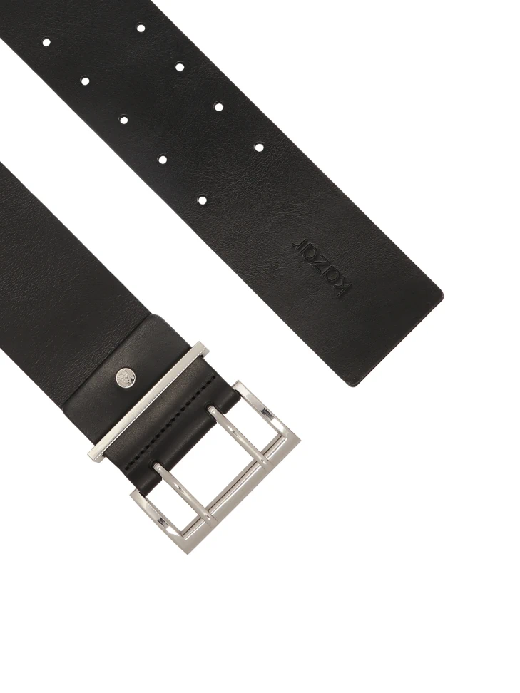 Kazar Wide Leather Belt With Double Buckle