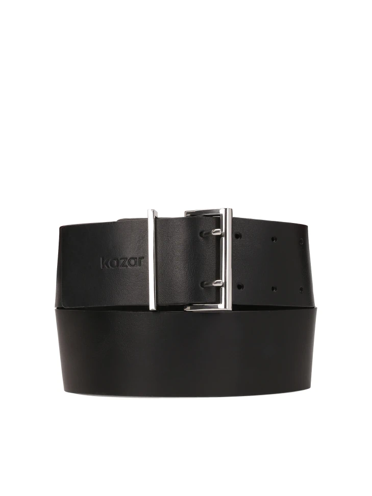 kazar Wide leather belt with double buckle