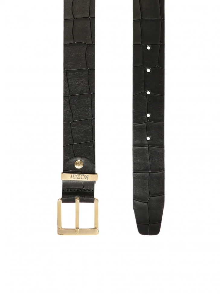 Kazar Wide Leather Belt With Embossed Pattern
