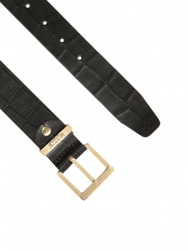 Kazar Wide Leather Belt With Embossed Pattern