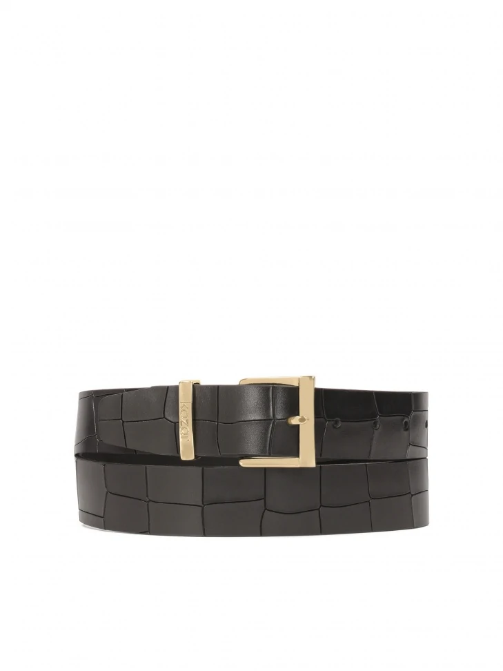 kazar Wide leather belt with embossed pattern