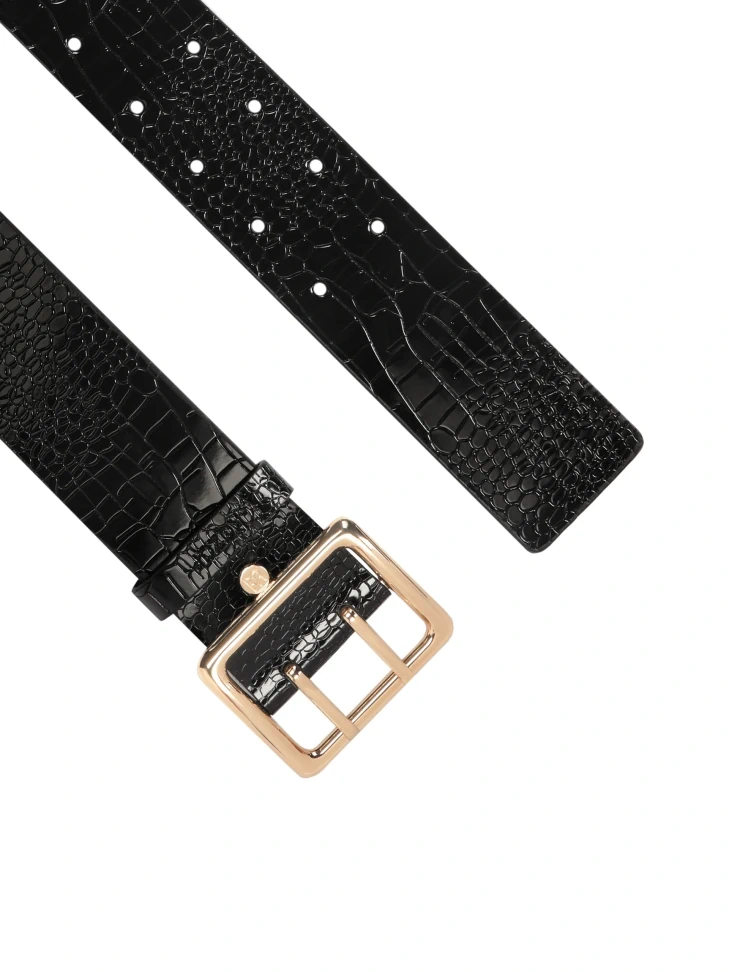 Kazar Wide Leather Belt With Two Rows Of Holes
