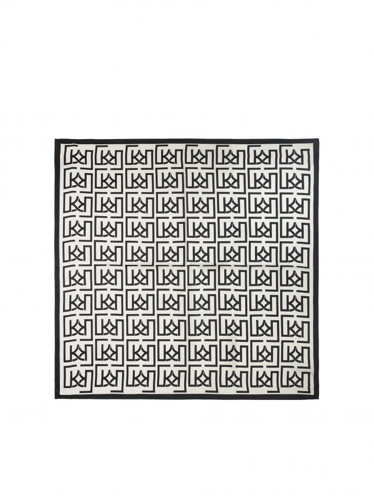 Kazar Women's Cream And Black Silk Scarf