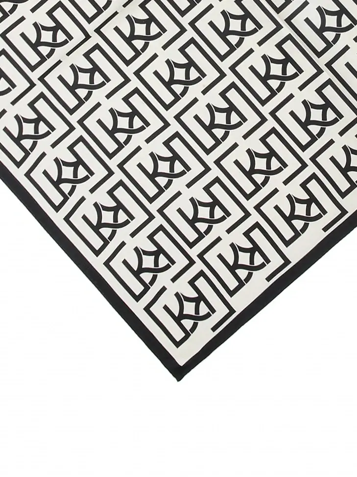 Kazar Women's Cream And Black Silk Scarf