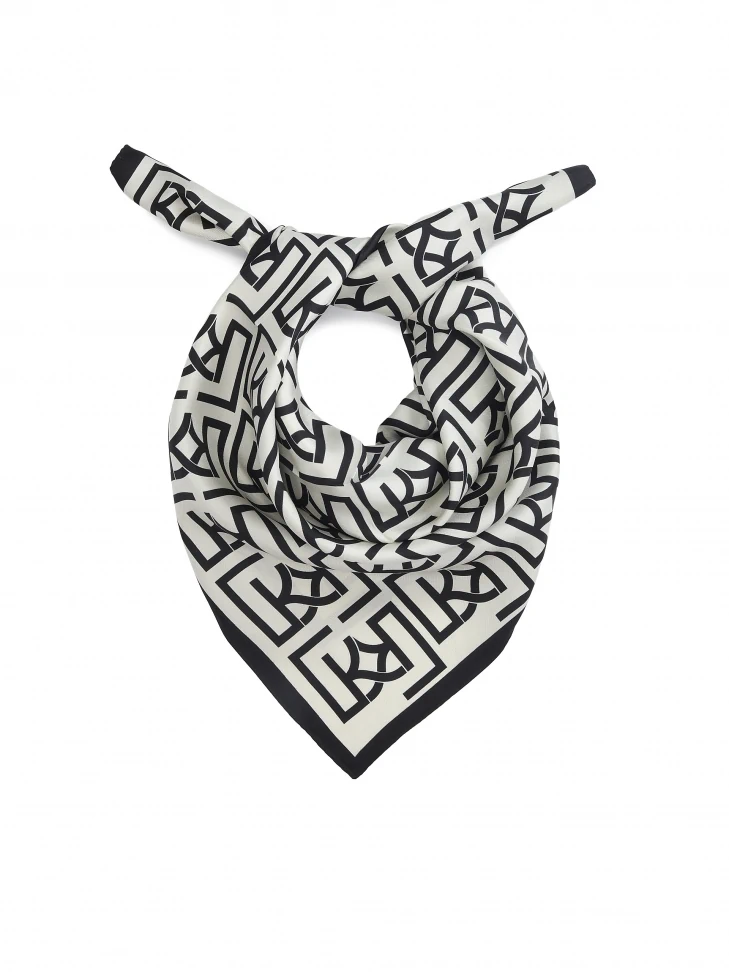 kazar Women's cream and black silk scarf