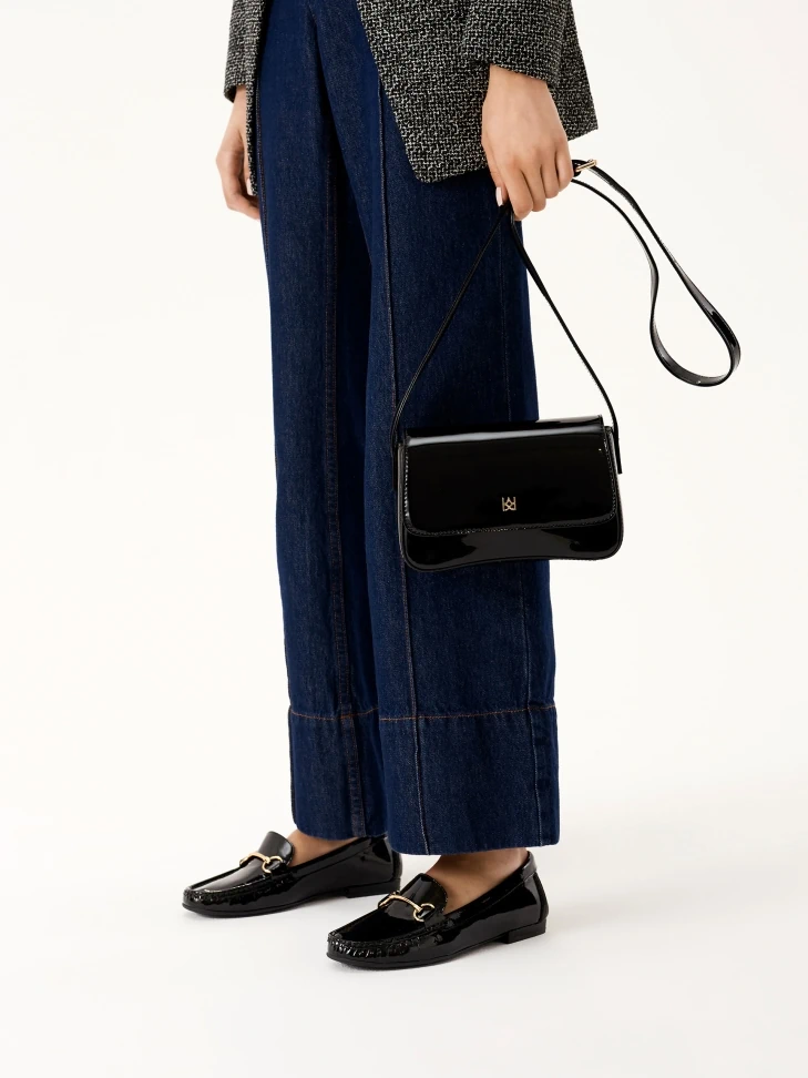 Kazar Women's Patent Leather Black Moccasins