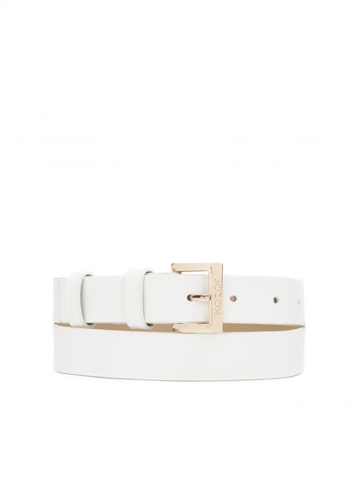 kazar Women's white leather belt with logo buckle