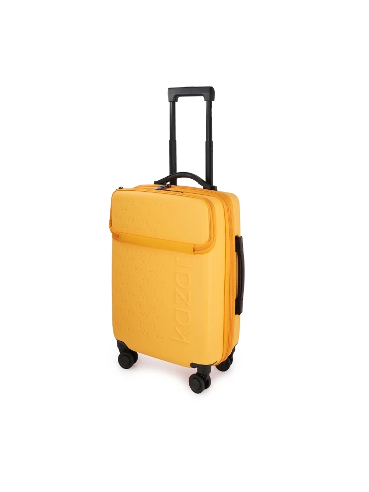 Kazar Yellow Cabin Suitcase With Embossed Design