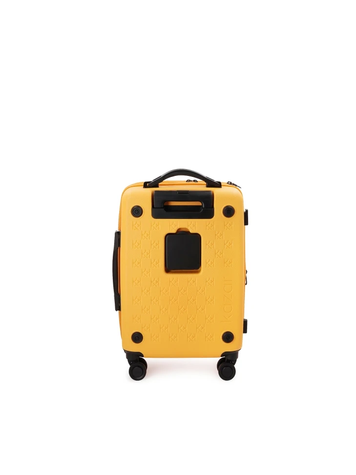 Kazar Yellow Cabin Suitcase With Embossed Design