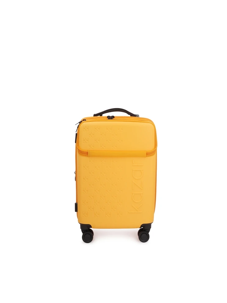 kazar Yellow cabin suitcase with embossed design