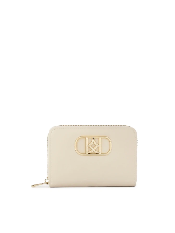 kazar Zipped wallet in broken white color
