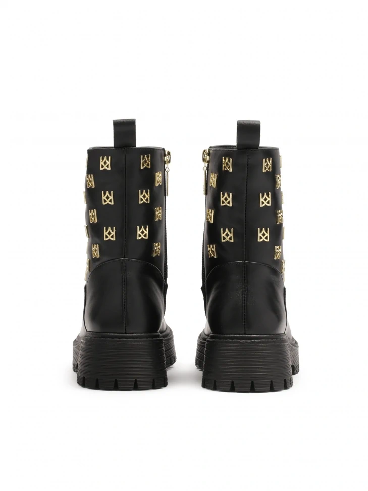 Kazar Zipper Boots Decorated With Metal Monograms