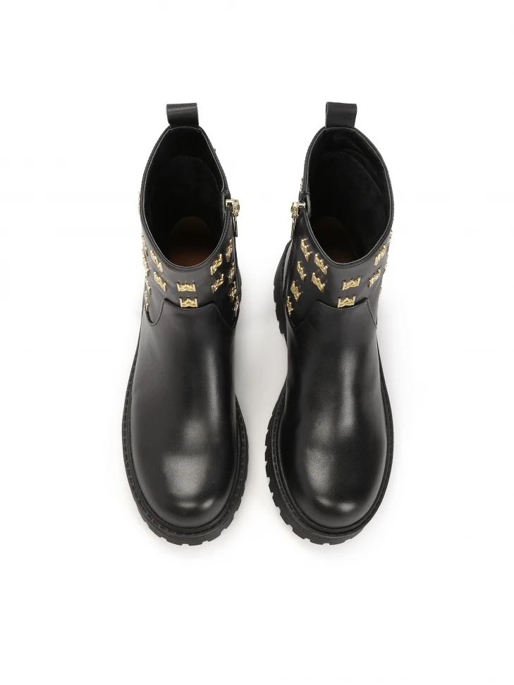 Kazar Zipper Boots Decorated With Metal Monograms