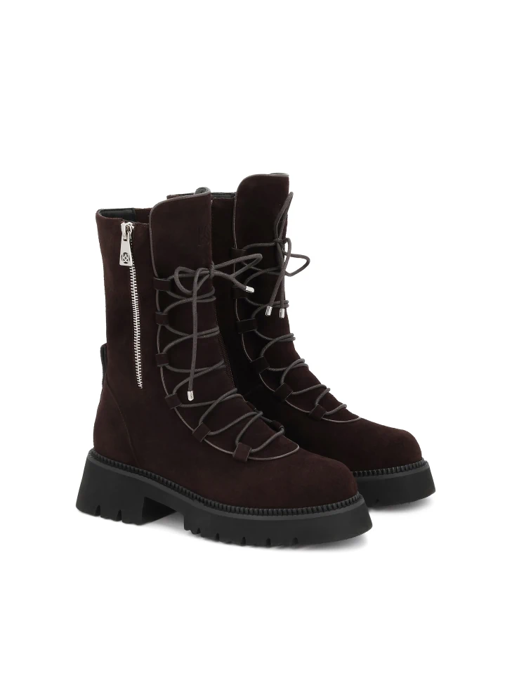 Kazar Zippered Boots With Decorative Lacing