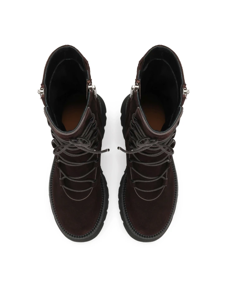 Kazar Zippered Boots With Decorative Lacing