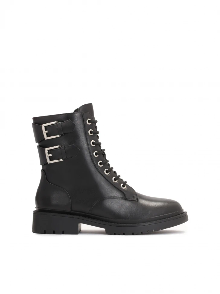 kazar Ladies’ classic flat ankle boots with metal buckles