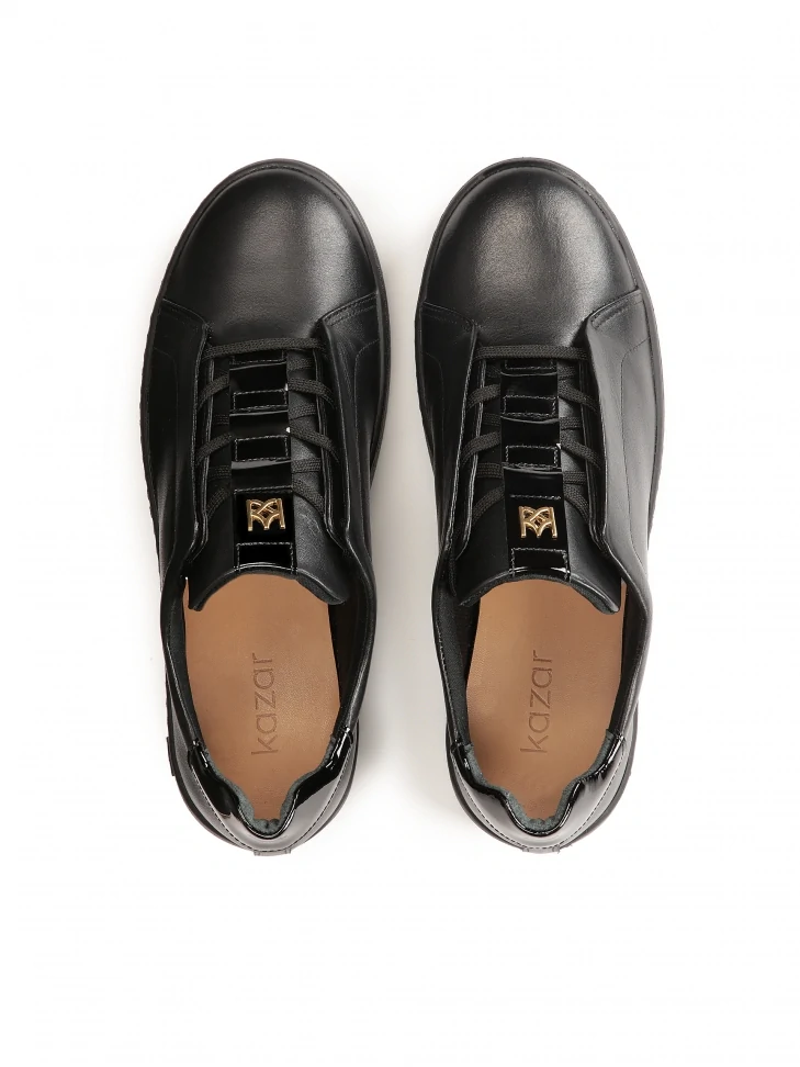 Kazar Ladies’ Comfortable Black Grain Leather Sneakers