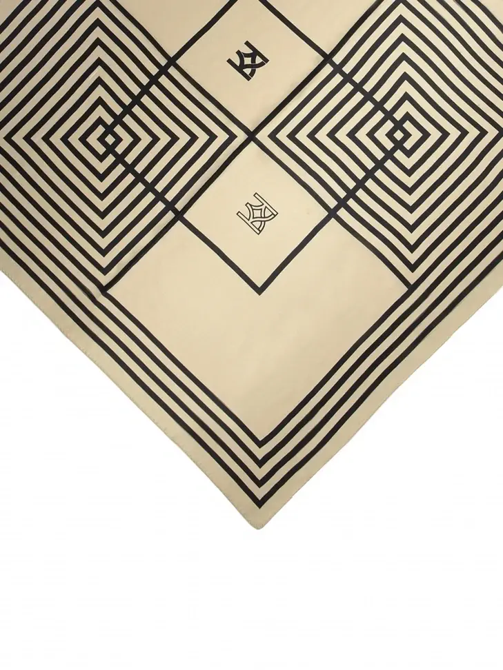 Kazar Ladies’ Elegant Silk Neckerchief In Squares And Monograms