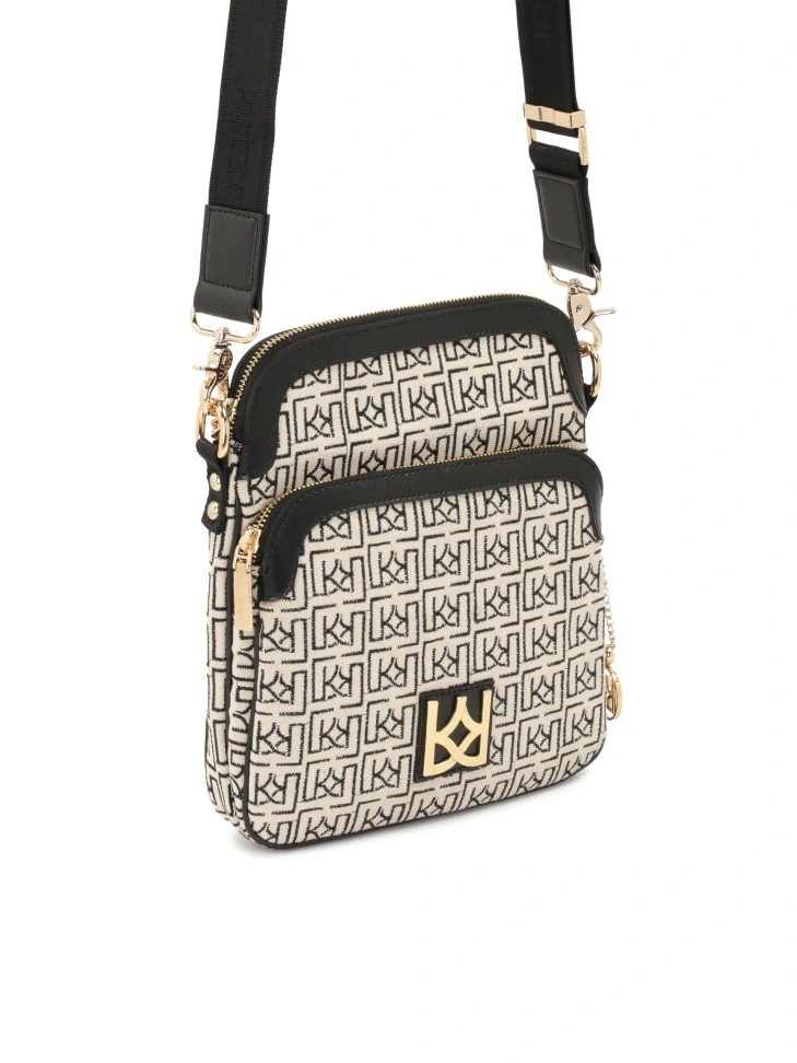 Kazar Ladies’ Fabric Urban Bag With An Embroidered Pattern