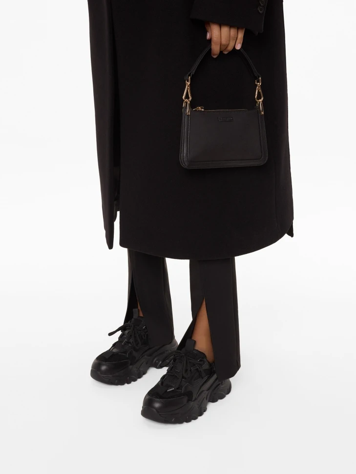 Kazar Ladies’ Modern Black Leather Sneakers On A Thick Sole