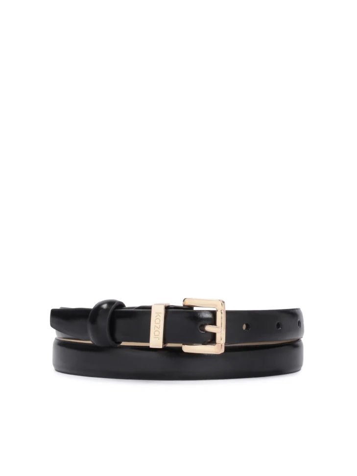 kazar Ladies' narrow leather belt with square buckle