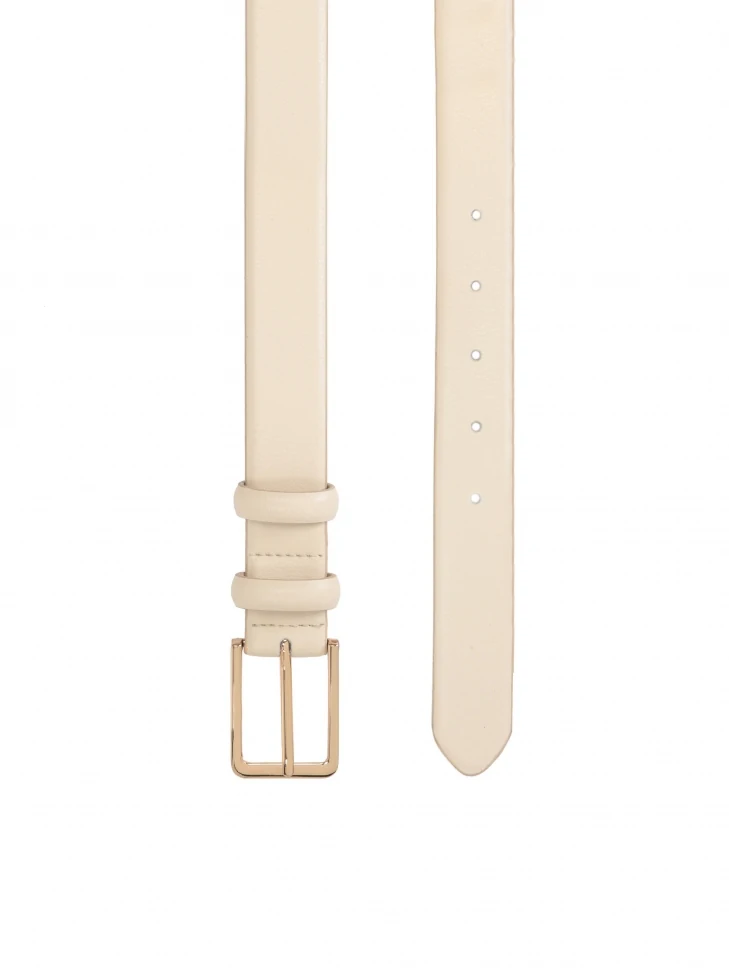 Kazar Ladies' Off-white Leather Belt With Gold Buckle