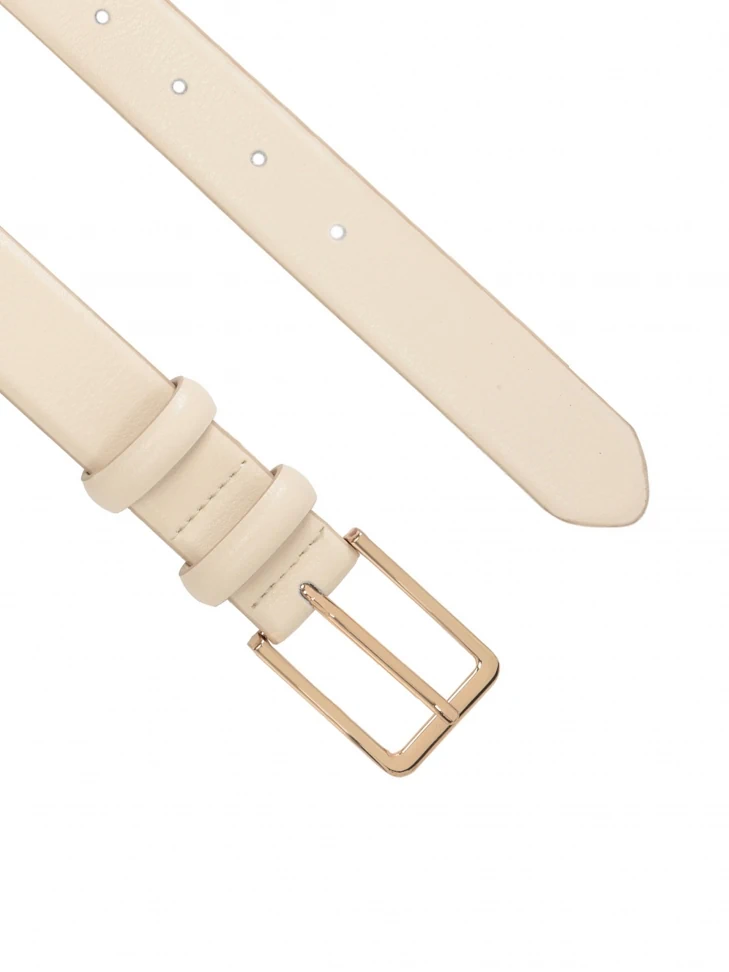 Kazar Ladies' Off-white Leather Belt With Gold Buckle