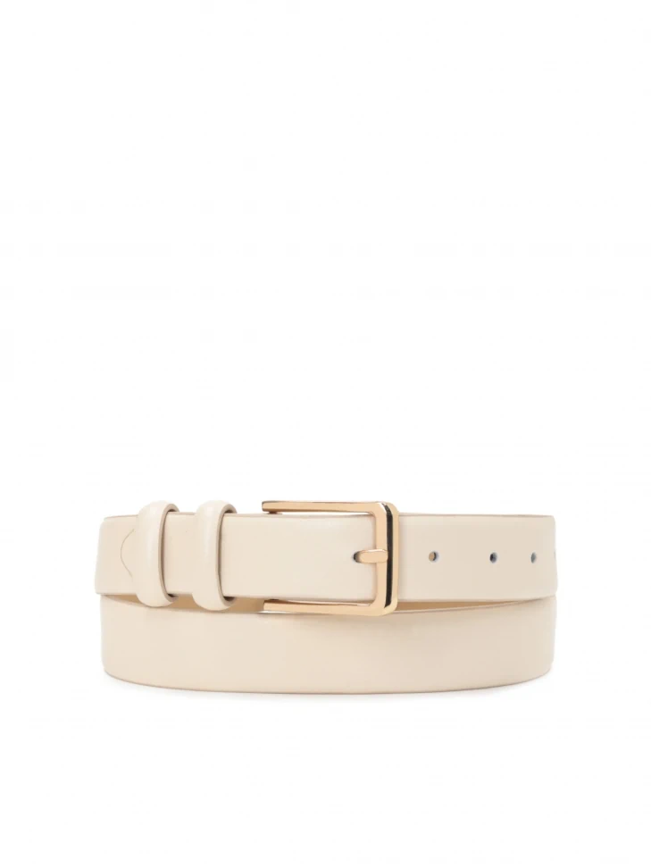 kazar Ladies' off-white leather belt with gold buckle