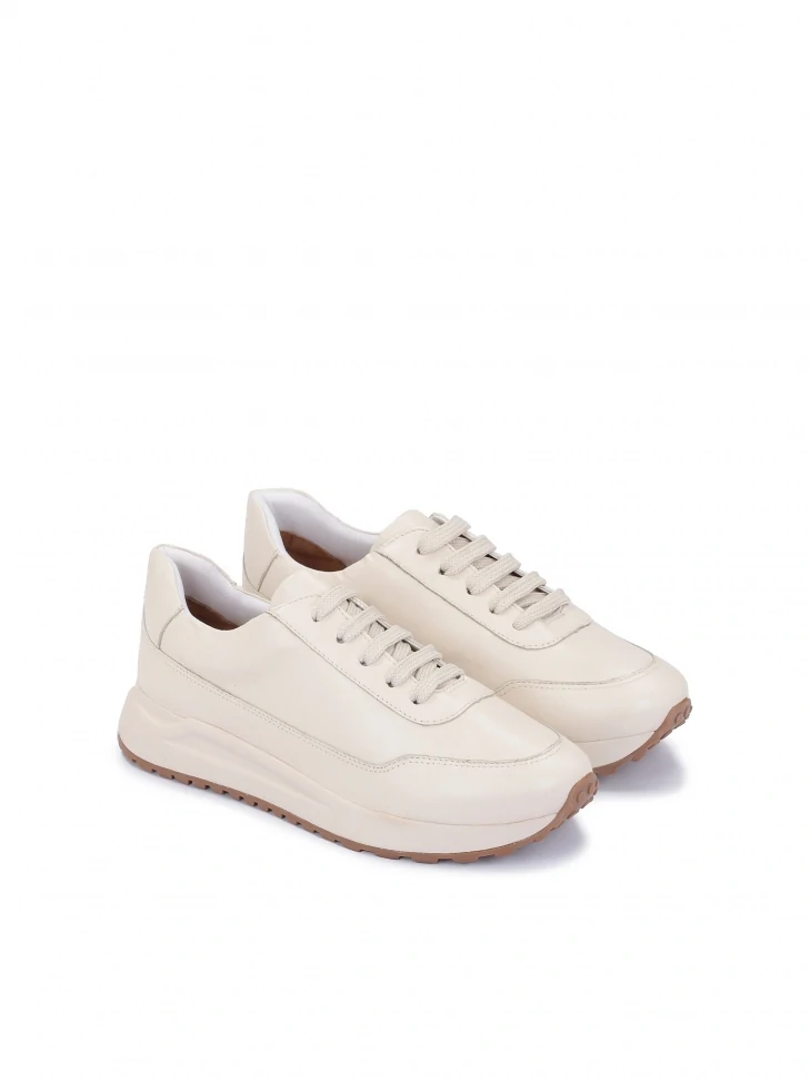 Kazar Ladies’ Off-white Leather Sneakers With A Comfortable Construction