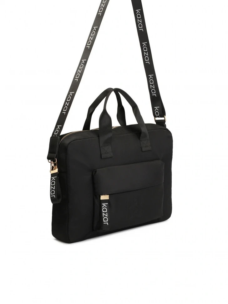 Kazar Large Black Laptop Bag Made Of Textile Fabric