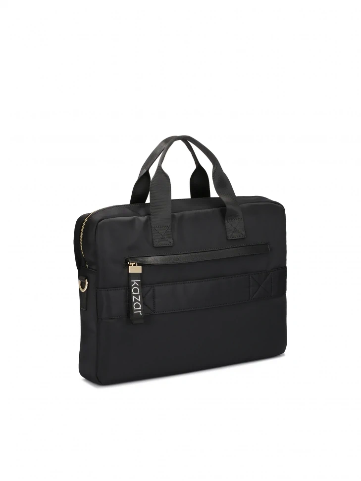 Kazar Large Black Laptop Bag Made Of Textile Fabric