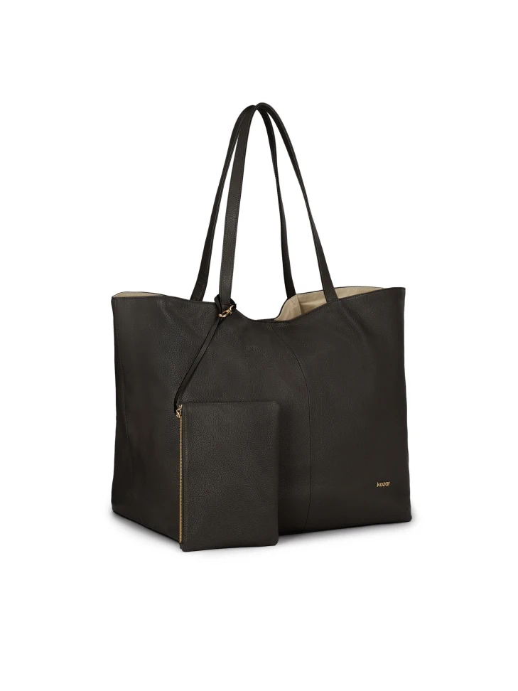 Kazar Large Black Shoulder Bag With Detachable Pouch