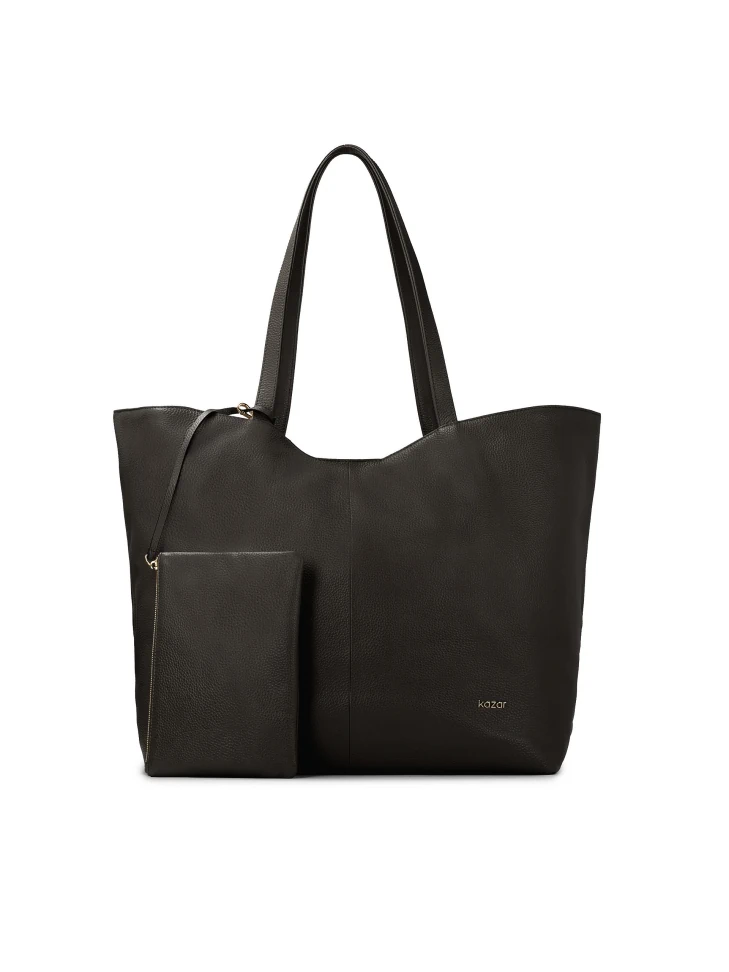 kazar Large black shoulder bag with detachable pouch