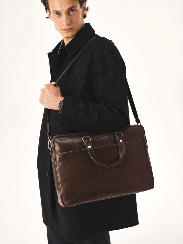 Kazar Large Brown Leather Hand Bag With Aged Effect