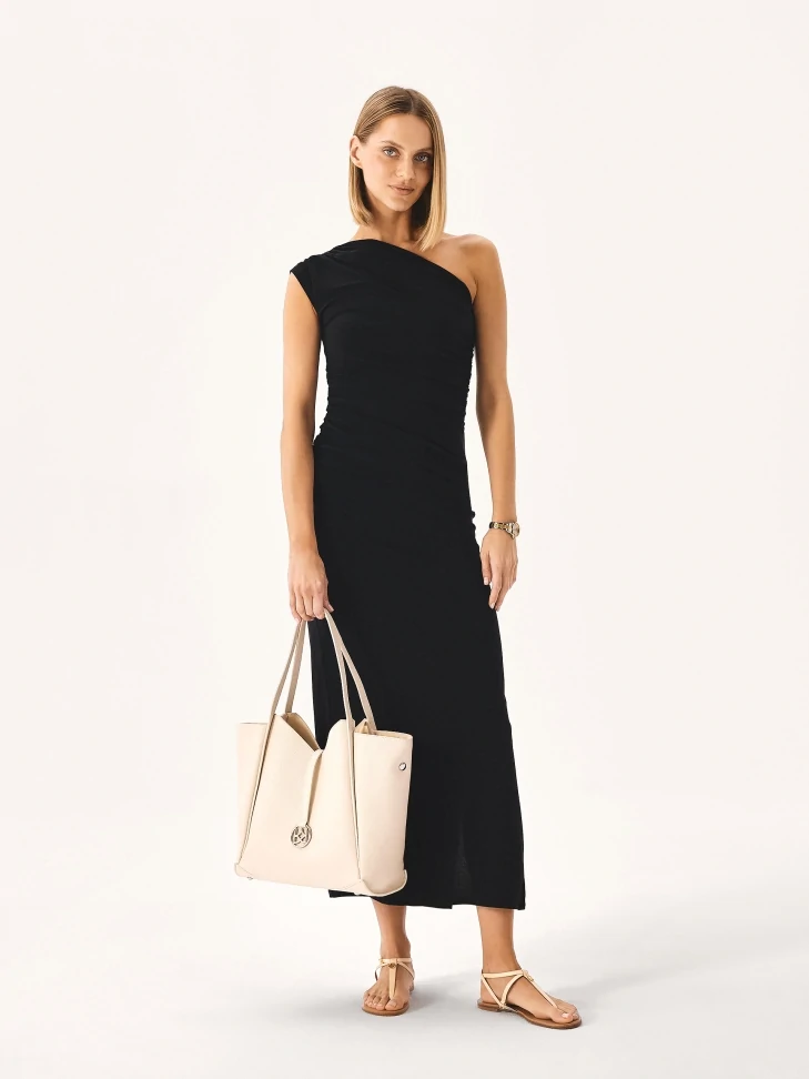 Kazar Large Cream Shoulder Bag With Removable Pouch