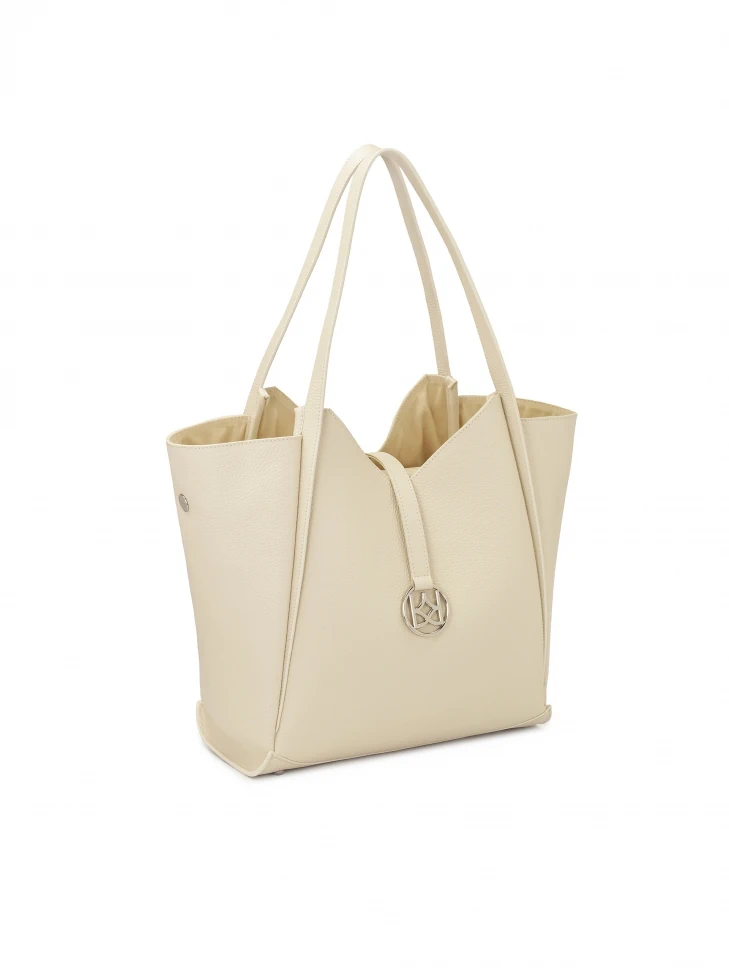 Kazar Large Cream Shoulder Bag With Removable Pouch