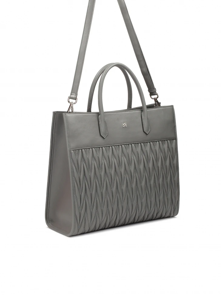 Kazar Large Gray Handbag With Handles And Quilted Body
