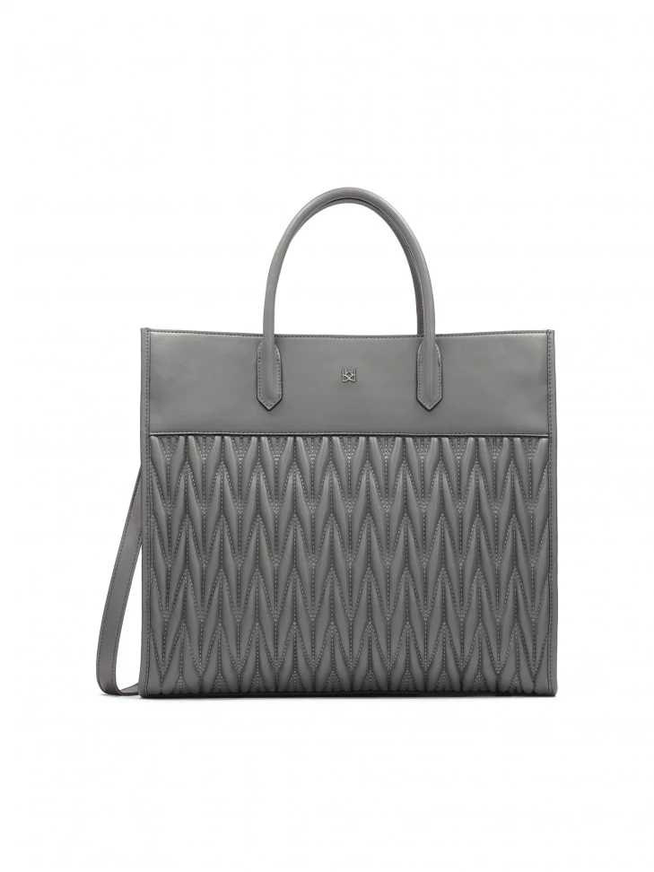 kazar Large gray handbag with handles and quilted body
