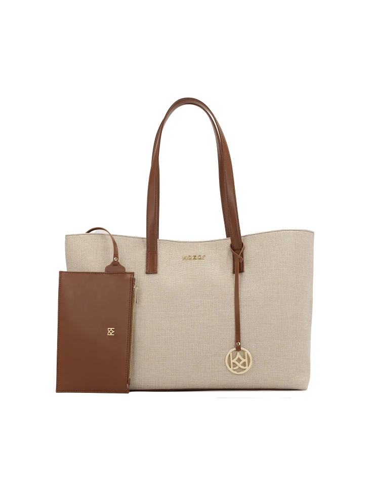 kazar Large handbag made of Canvas fabric and natural leather