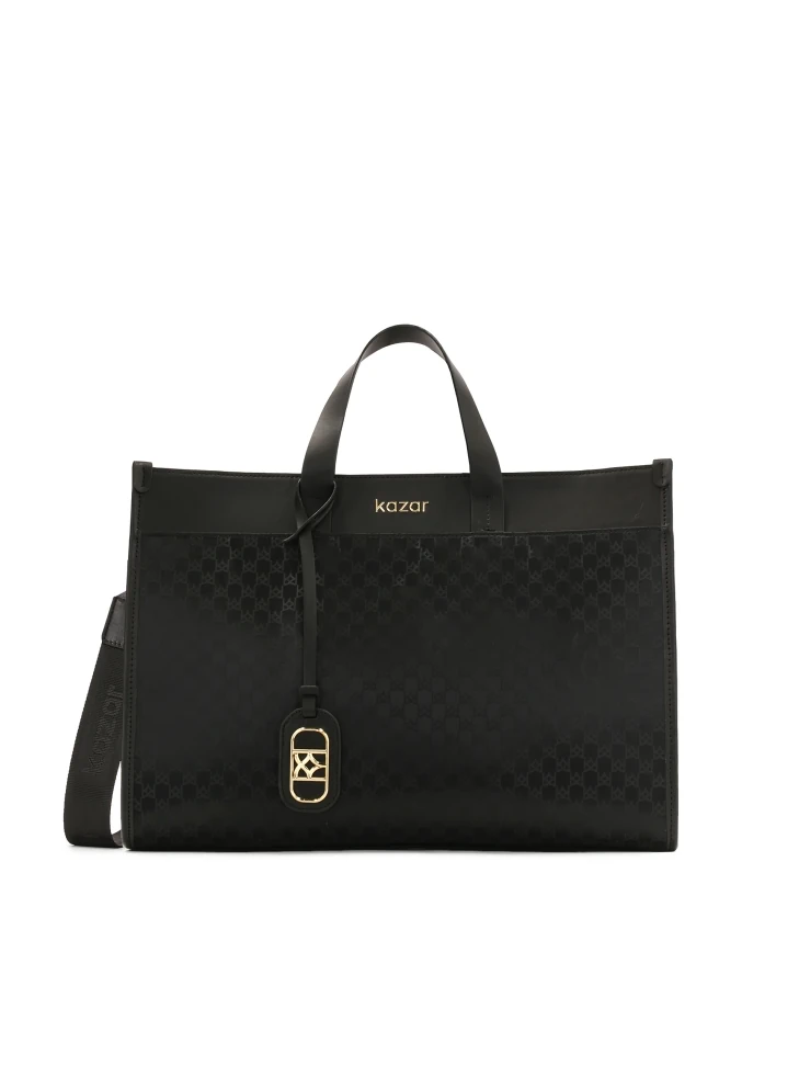 kazar Large handbag made of fabric and natural leather