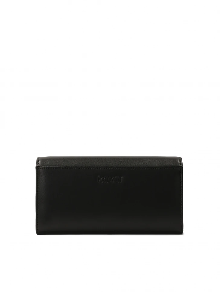 Kazar Large Leather Wallet Decorated With Silver Rhinestones