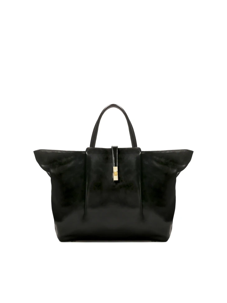 kazar Large natural leather handbag with glossy finish